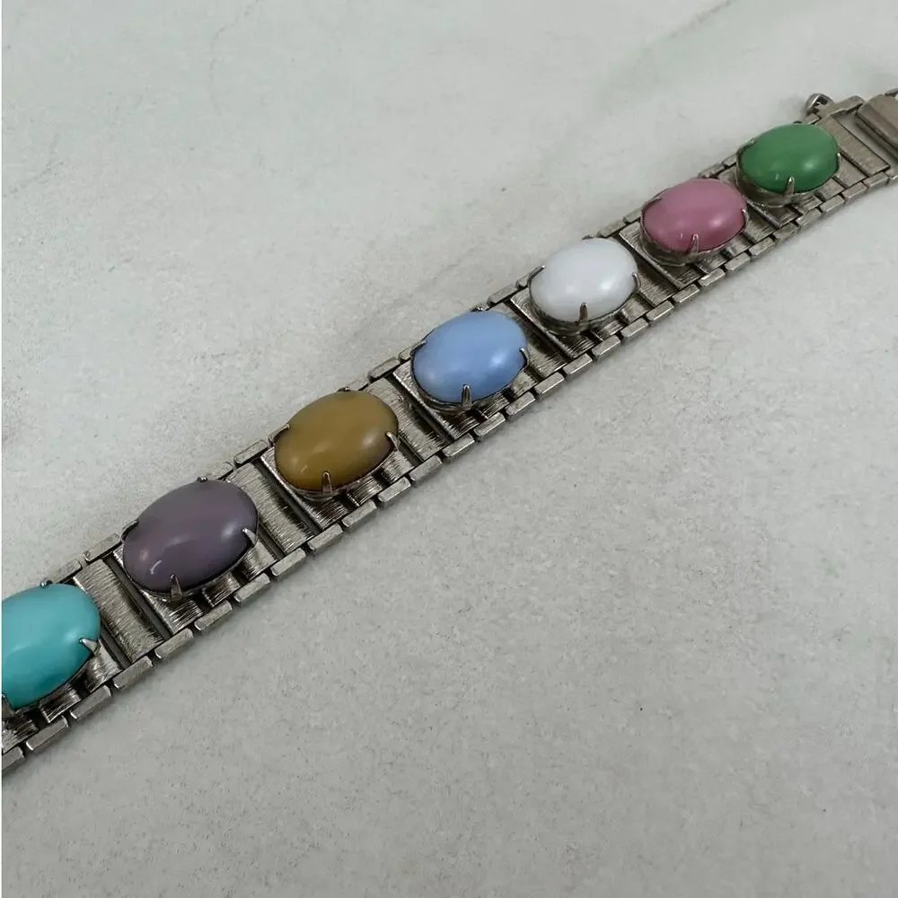Vintage Sarah Coventry Bracelet with Multi Color Cabochons Preowned
